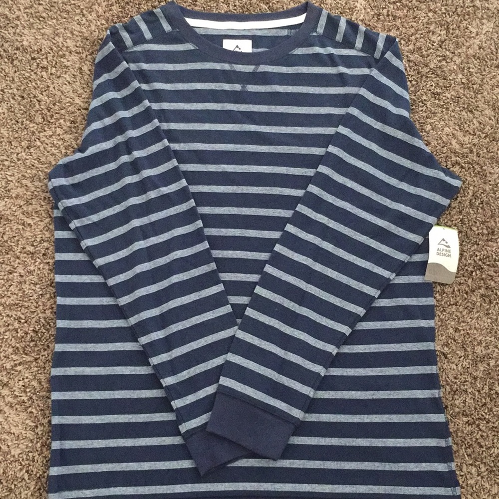 Mens XXL Blue Long Sleeve w/ Light Grey Stripes